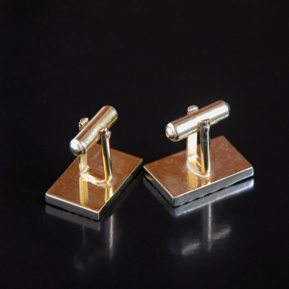 Rectangular Gold Etched Stripe Modern Cufflinks - image 2